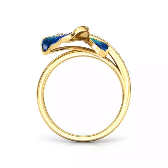 New Women’s Beautiful Butterflies Sapphire Ring - Picture 6 of 6